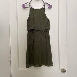 Small size olive green knee length sundress